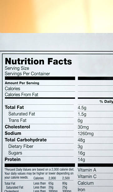 Nutrition facts label stock photo