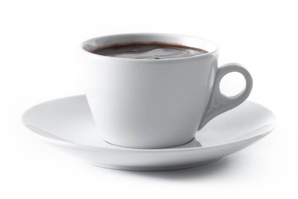istock Hot chocolate in white cup isolated on white background. 1727996555