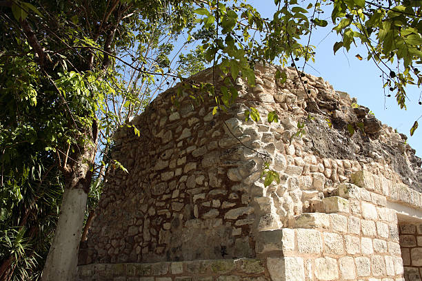 The Cedral Mayan Temple The Mayan Temple of El Cedral stands on the island of Cozumel, Mexico. Its the oldest known Mayan Temple to exsist. san miguel de cozumel stock pictures, royalty-free photos & images