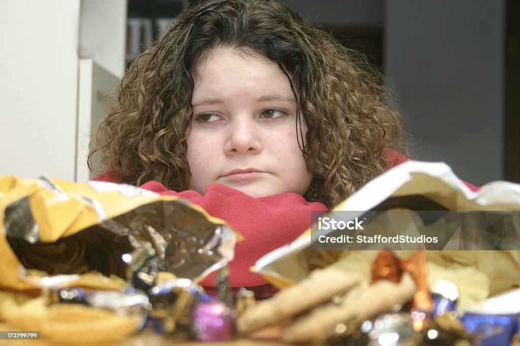 Kind und Junk Food - Lizenzfrei Fressgier Stock-Foto
