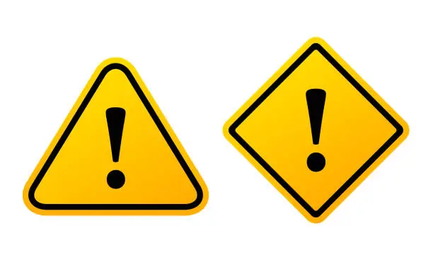Vector illustration of Yellow caution sign with exclamation point
