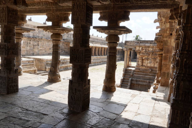 istock Classical pillars in a row at Hindu temple. 1728002276