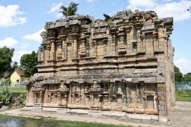istock Ruined facade of ancient Hindu temple. 1728007624