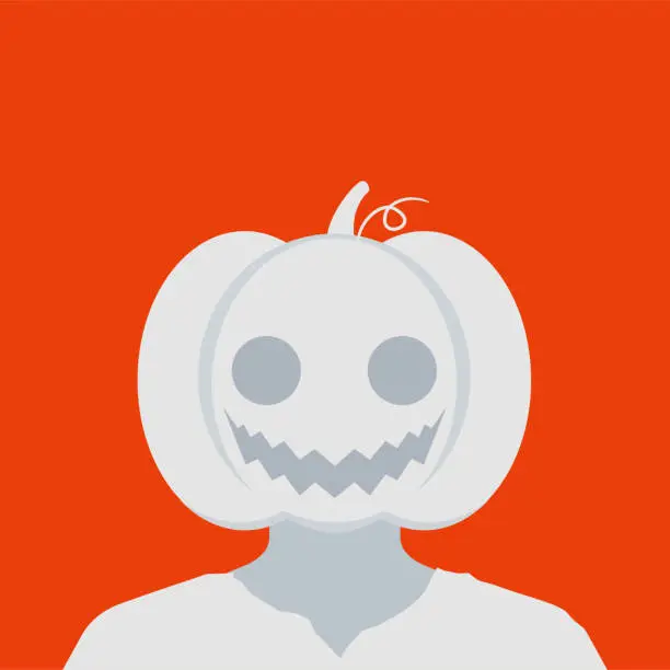 Vector illustration of Portrait of the faceless Pumpkin head. Isolated Vector Illustration