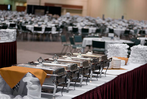 Conference Center Buffet Food Serving Trays stock photo