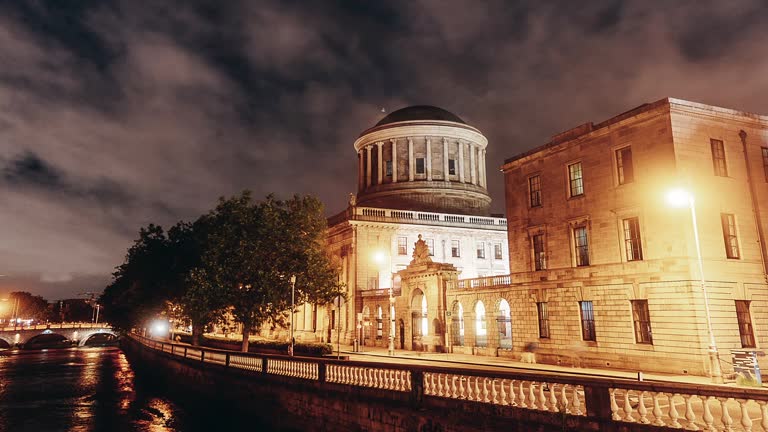 Dublin City centre Night Lapse Panorama Ireland, time lapse, night lapse