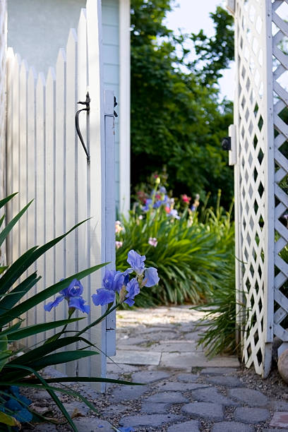 Through the garden gate stock photo