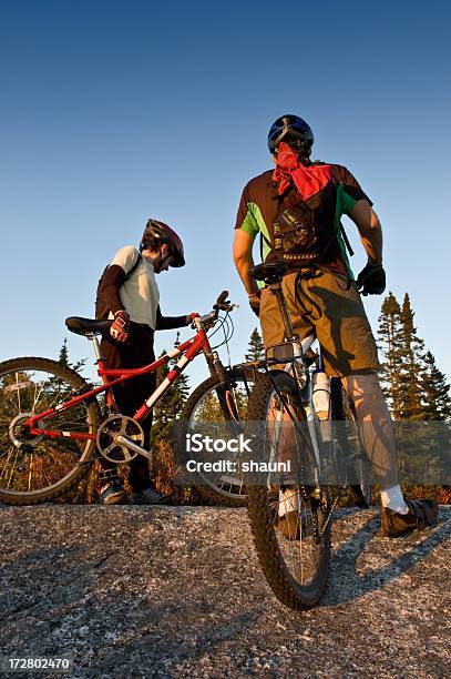 Mountain Biking Couple Stock Photo - Download Image Now - Active Lifestyle, Adult, Adventure