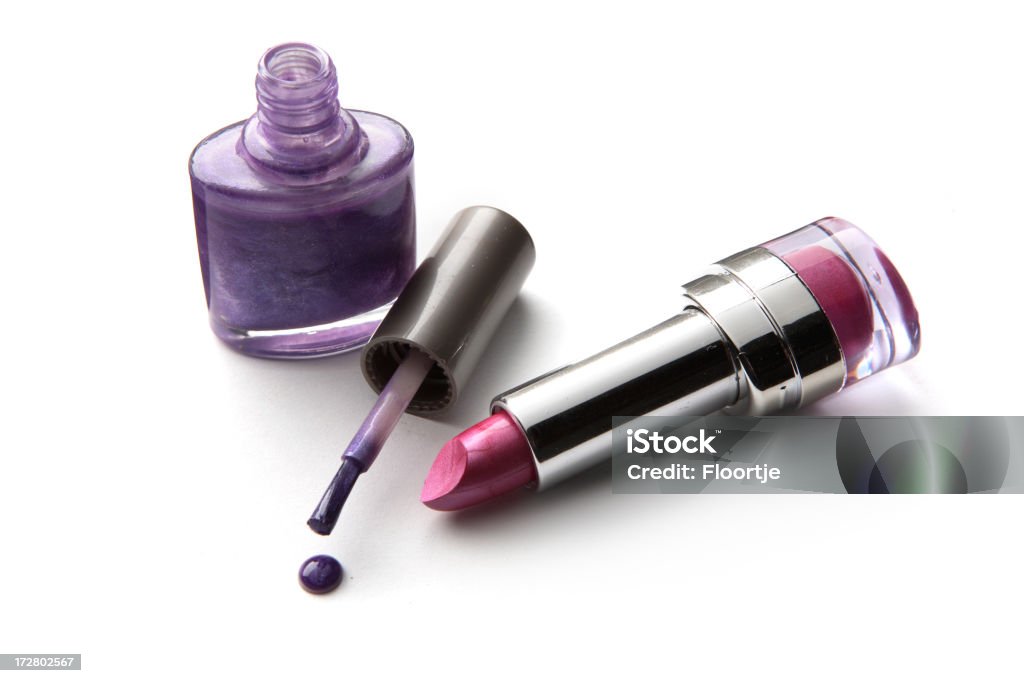 Cosmetici: Smalto per unghie e rossetto - Foto stock royalty-free di Lucidalabbra