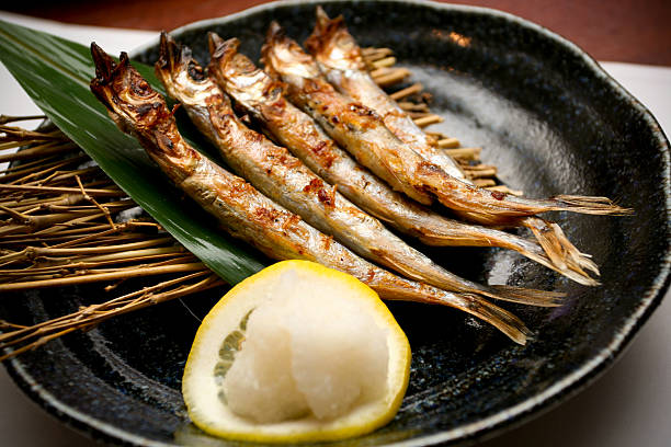Japanese Shishamo fish dish stock photo