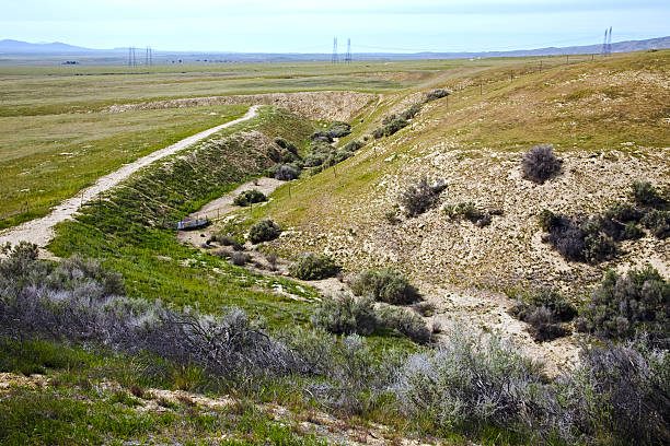 San Andreas Fault: Visible Stream Offset in Central CA San Andreas Fault: Visible Stream Offset in Central CA. carrizo plain stock pictures, royalty-free photos & images