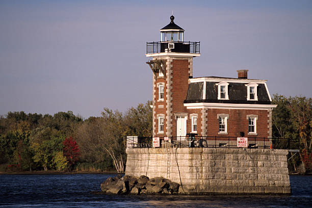 Hudson Athens Lighthouse The Hudson Athens Lighthouse on the Hudson River in New York State. hudson valley stock pictures, royalty-free photos & images