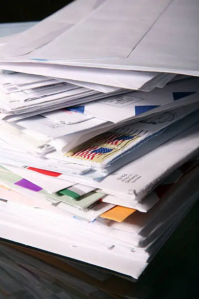 Photo of Stack of Junk Mail and Unpaid Bills