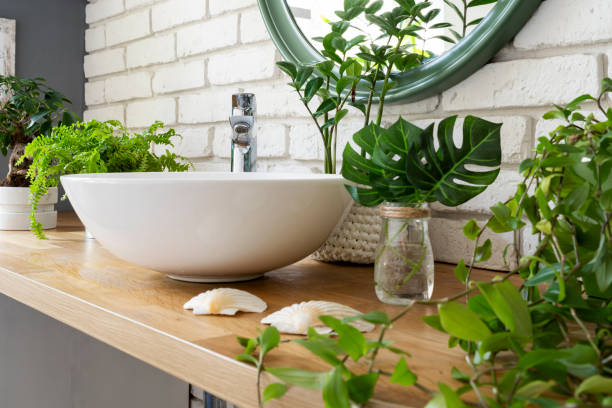 istock Modern bathroom sink in design home. 1728043250