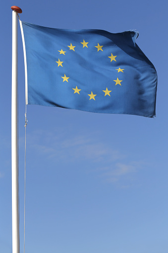 European Union flag flying in the wind