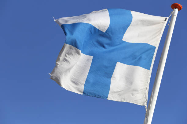 istock Finnish flag flying in the wind 1728048354