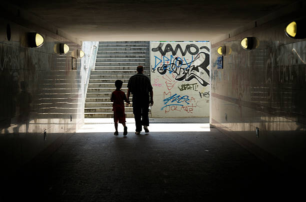 Underground tunnel in subway station
