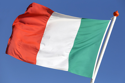 Italian flag flying in the wind