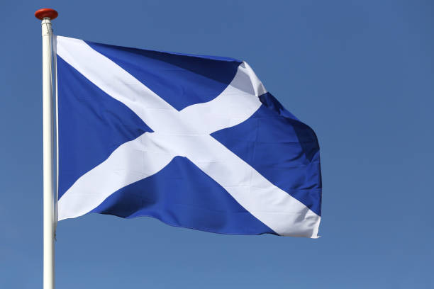 istock Scottish flag flying in the wind 1728053241