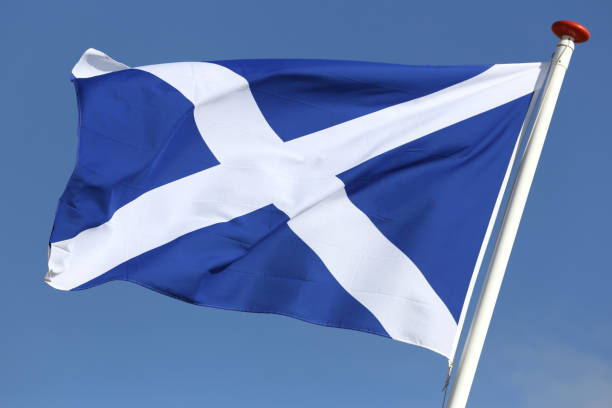 istock Scottish flag flying in the wind 1728053266
