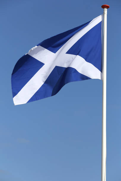 istock Scottish flag flying in the wind 1728054295