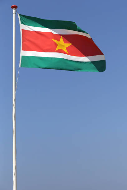 istock Surinamese flag flying in the wind 1728055506