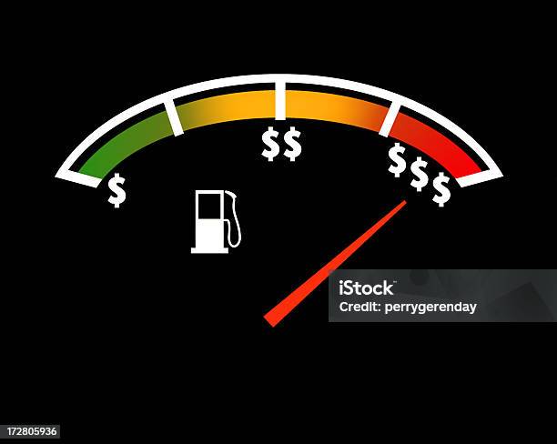 Gas Price Gauge Stock Photo - Download Image Now - Black Background, Car, Concepts