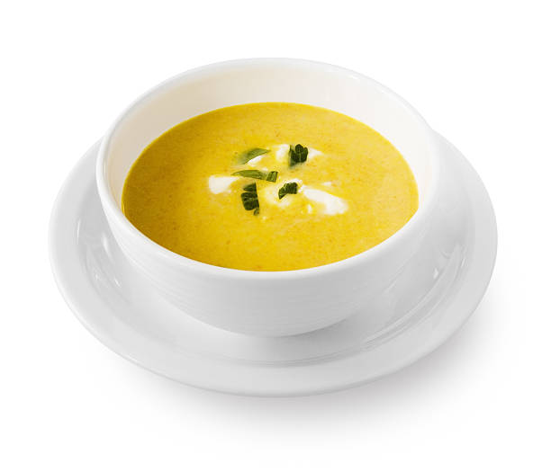 Yellow cream soup with garnish
