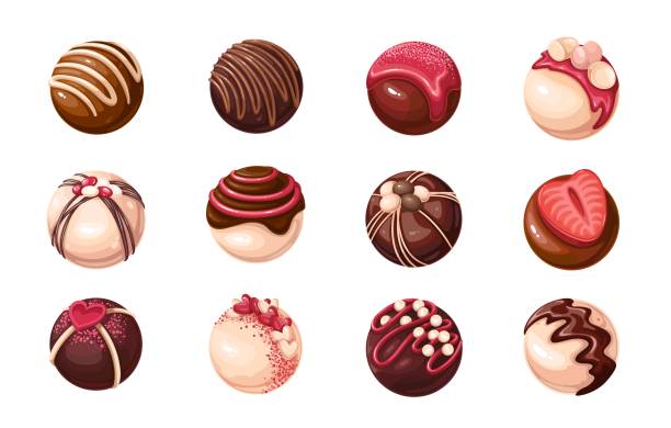 Chocolate Bombs Set vector art illustration