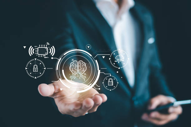 istock Businessman uses AI artificial intelligence technology by giving commands to create something. Future technology transformation of smart robots. Secretarial assistant chatbot 1728060691