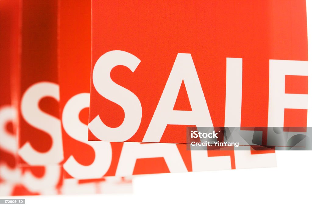 Rot Verkauf Tags auf Weiß - Lizenzfrei Ausverkauf Stock-Foto