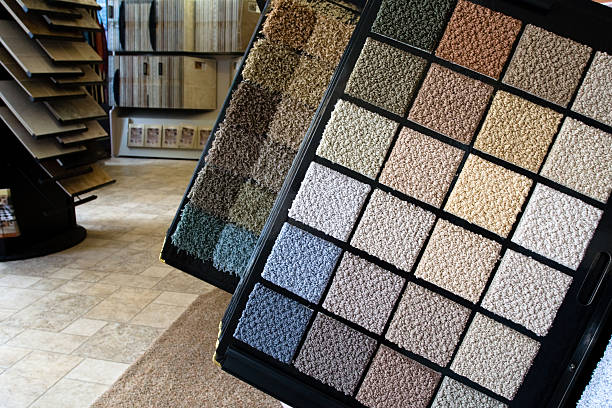 Flooring Store Carpet displayed in retail flooring store carpet sample stock pictures, royalty-free photos & images
