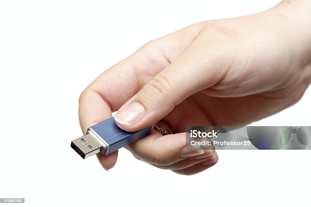 Unidad Flash USB en mano - Foto de stock de Adulto libre de derechos
