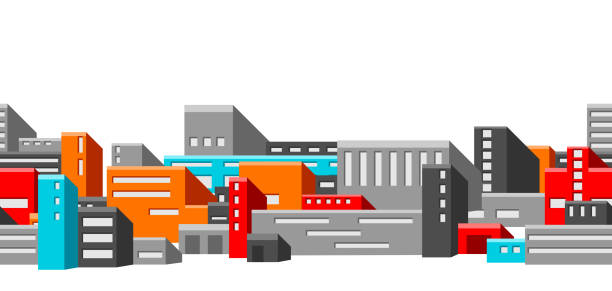 istock Pattern with industrial buildings. Urban manufactory view of constructions. 1728081137