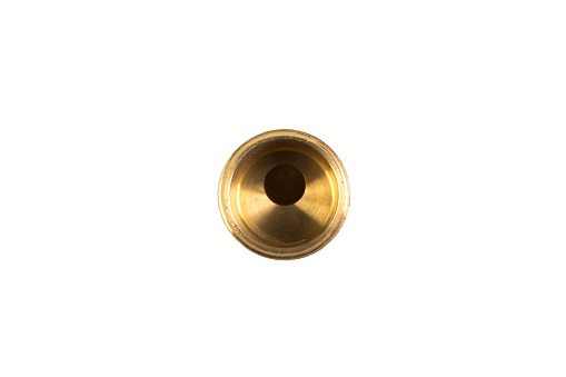 Brass Fittings Threaded for Steel Pipe Adapter Reducer Socket isolate on white background. Top view
