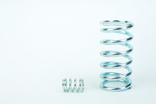 Metal springs, spirals, isolated on white background