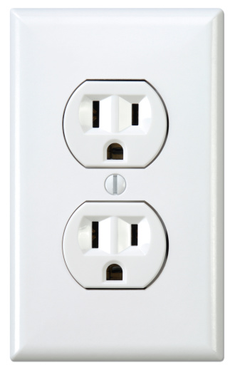 White Electrical Outlet and Wall Plate with Clipping Path Included.