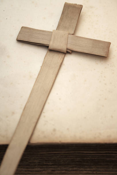 istock Palm cross on old paper 172808741