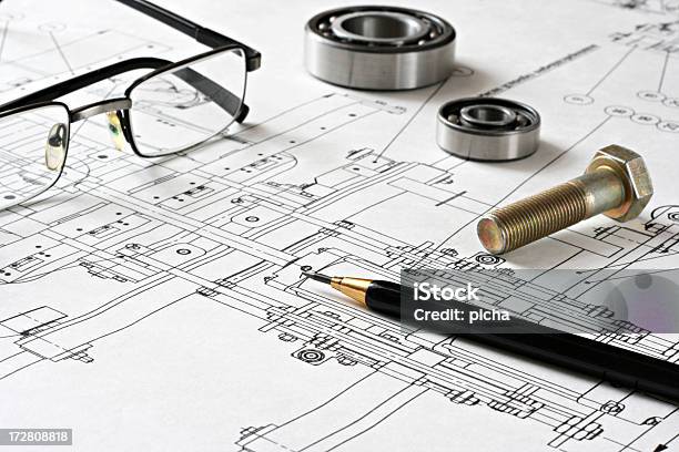 Kreślarstwo Mechaniczne I Łożyska - zdjęcia stockowe i więcej obrazów Bliskie zbliżenie - Bliskie zbliżenie, Część maszyny, Fotografika