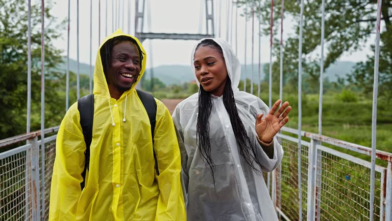 Couple on a rainy day outdoors