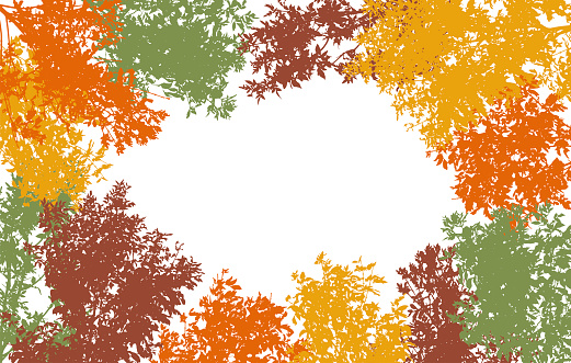 Autumn frame of deciduous branches of trees, silhouette, background. Vector illustration