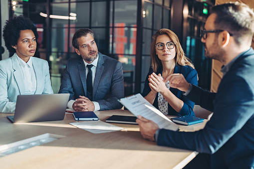 Businessman talking during a meeting