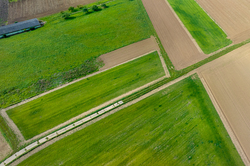 Abstract aerial view of agricultural fields