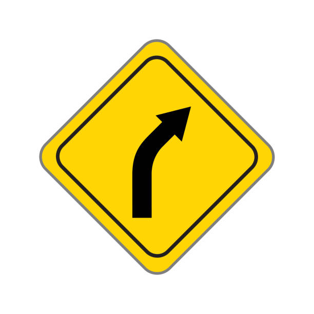istock Dangerous Bend. Traffic Road Sign. Isolated on White. Vector Illustration 1728143915