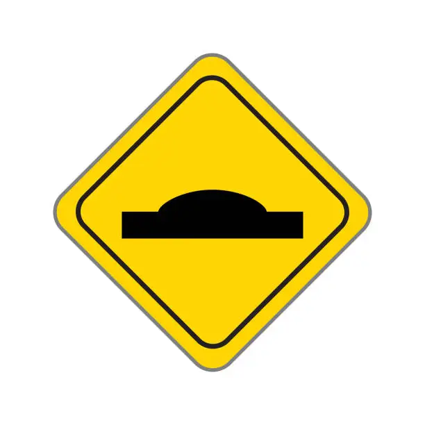 Vector illustration of Speed Bump Ahead. Traffic Road Sign. Isolated on White. Vector Illustration