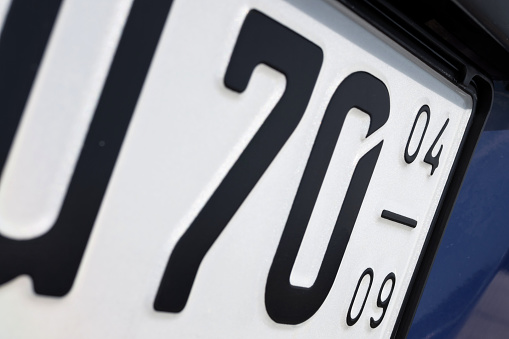 registration validity period of a German seasonal number plate (in this case 1st April to 30th September of each year)