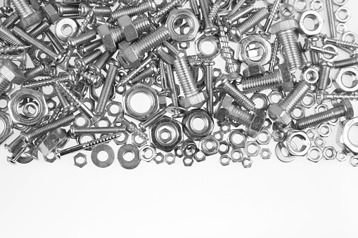 Assorted chrome nuts and bolts