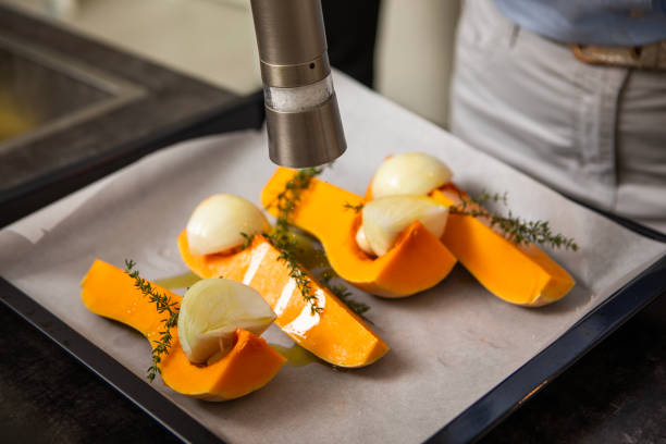Preparing food in a domestic kitchen