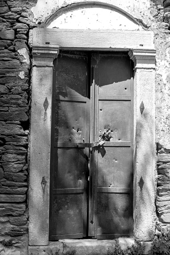 Calcata Italy September 22, 2019 View of old house under the rain in the medieval village of Calcata near Rome in the afternoon