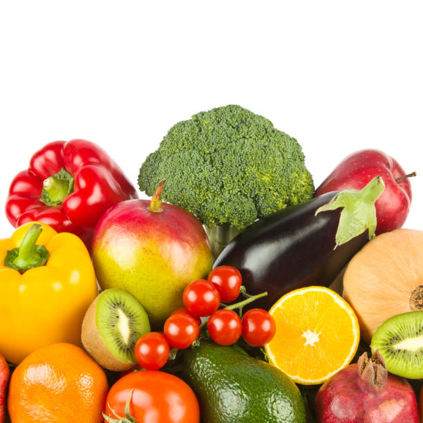 istock vegetables and fruits isolated on white background. 1728193112
